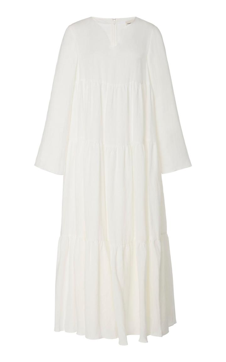 Mansur Gavriel Tiered Linen Midi Dress