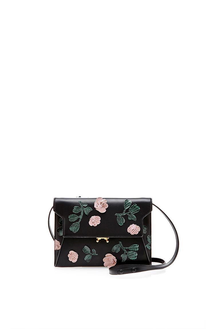 Marni Embroidered Calf Leather Shoulder Bag
