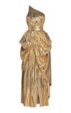 Moda Operandi A.w.a.k.e. Mode Draped Pleated Lam One-shoulder Maxi Dress