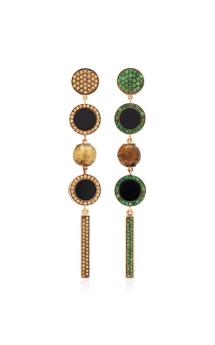 Francesca Villa One-of-a-kind Tom Thumb Tsavorite And Sapphire Earrings