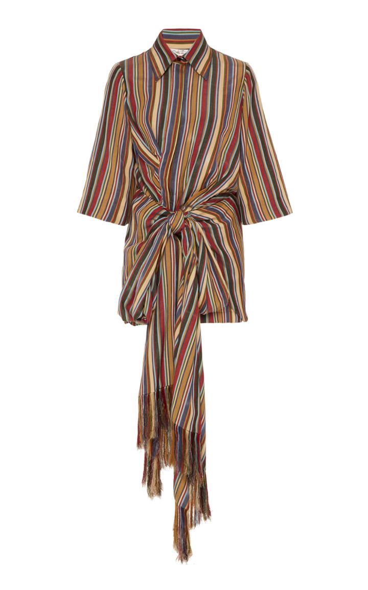 Moda Operandi Oscar De La Renta Striped Shirt Day Dress Size: 2