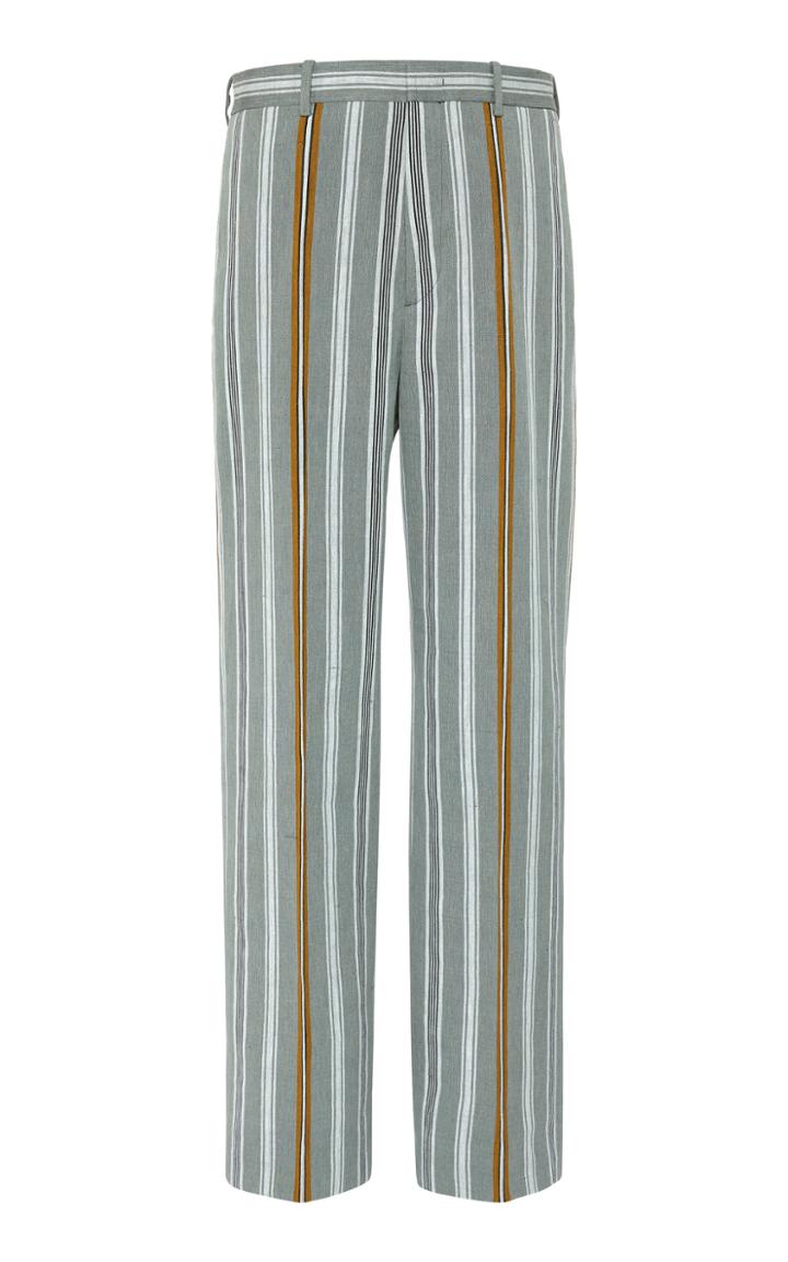 Jil Sander Striped Linen-blend Wide-leg Pants