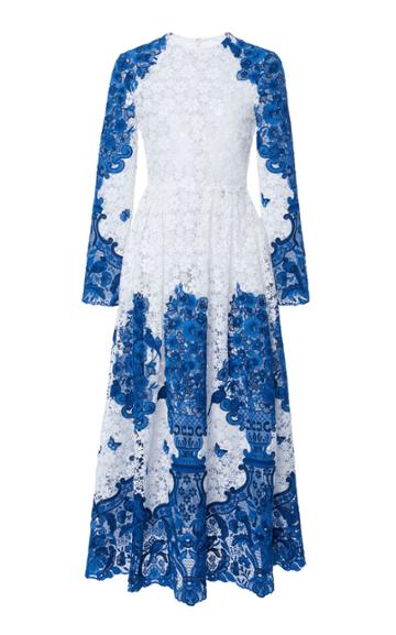 Valentino Grace-print Cotton-blend Guipure Lace Maxi Dress