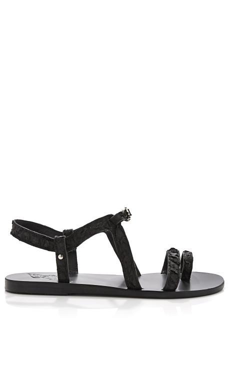 Ancient Greek Sandals  Distressed Leather Sandals Black