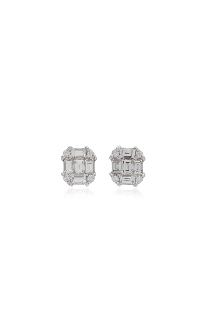 Nam Cho Invisible Diamond 18k White Gold Earrings