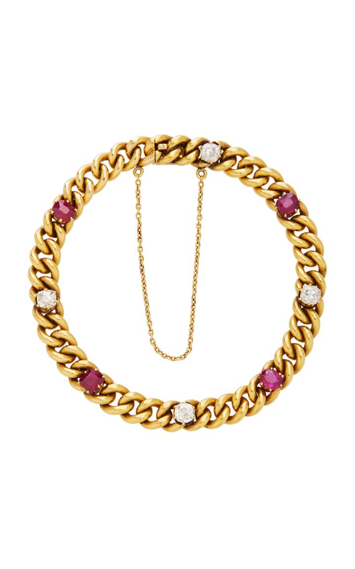 Moda Operandi Stephanie Windsor 18k Yellow Gold Victorian Diamond And Ruby Bracelet
