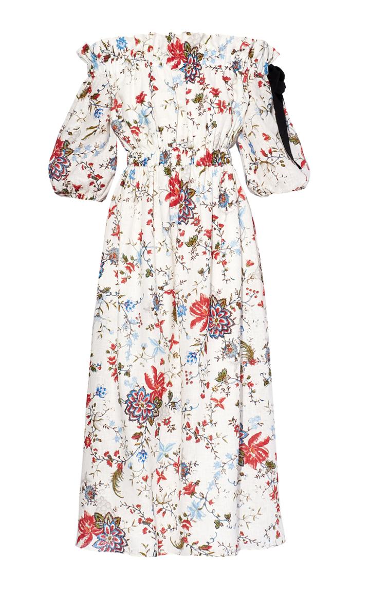 Moda Operandi Erdem Augustus Linen Off-the-shoulder Dress