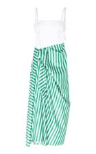 Rosie Assoulin Asymmetric Striped Cotton-poplin Midi Dress