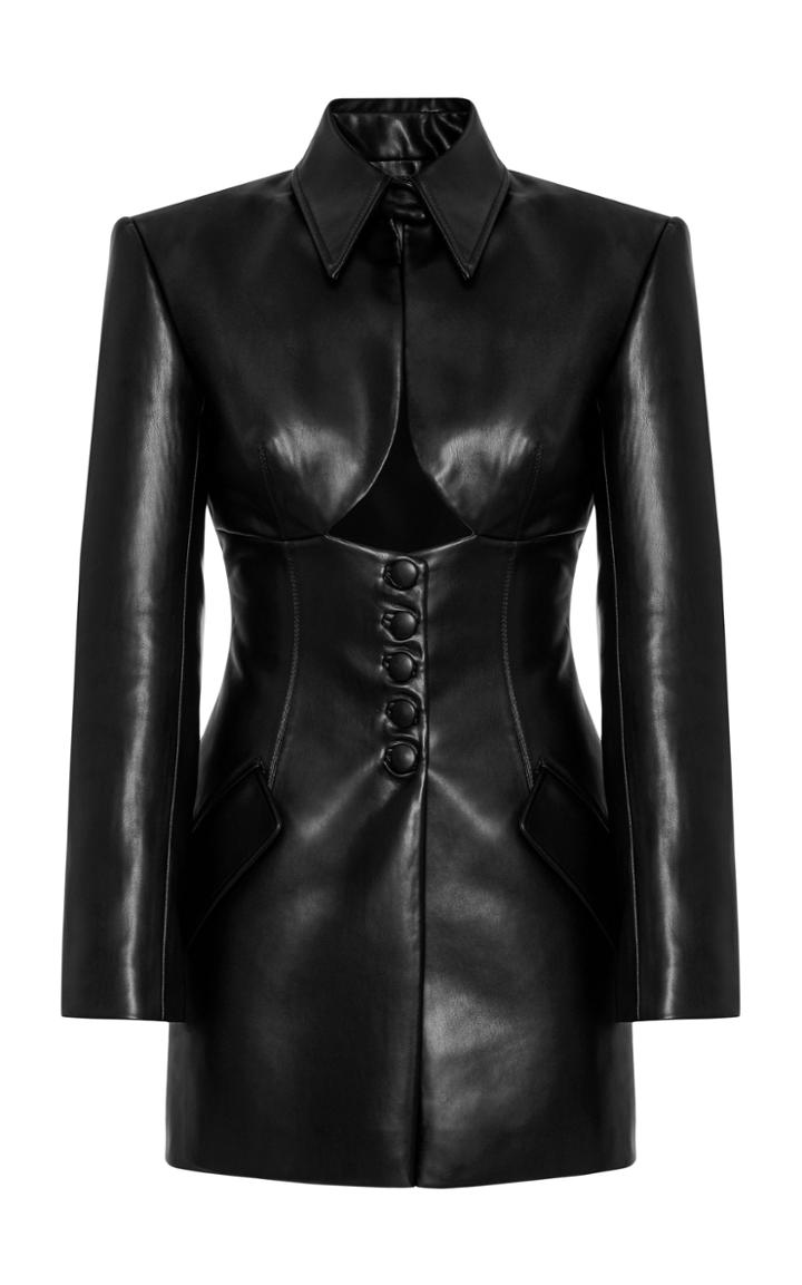 Moda Operandi Aleksandre Akhalkatsishvili Cutout Faux Leather Jacket Dress