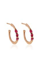 Pamela Love Floating-stone 18k Rose-gold And Ruby Hoops