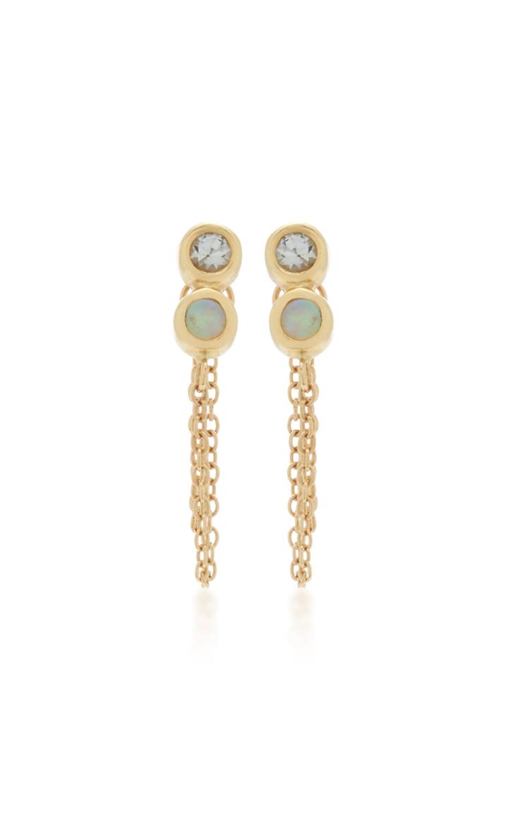 Scosha Infinity 10k Gold White Sapphire And Opal Earrings