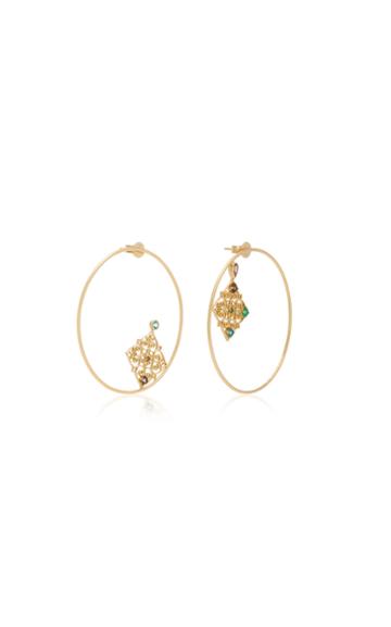 Donna Hourani Hope 18k Gold Quartz And Emerald Earrings