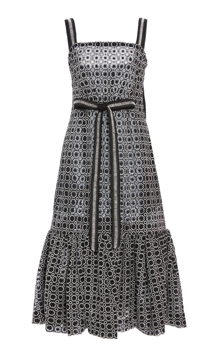 Prabal Gurung Peplum Hem Gathered Waist Lace Dress
