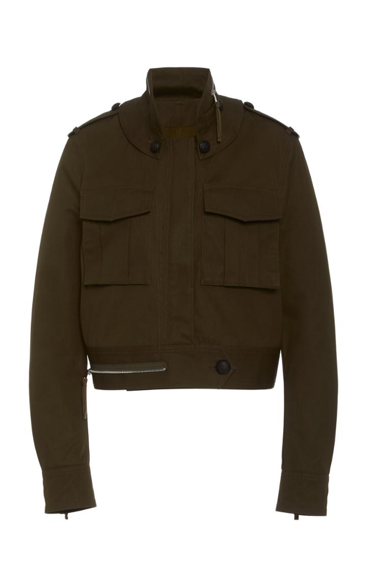 Moda Operandi Helmut Lang Cropped Cotton Military Jacket Size: Xs