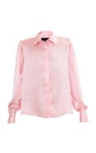 Moda Operandi Anouki Pink Satin Shirt With Shoulder Pads