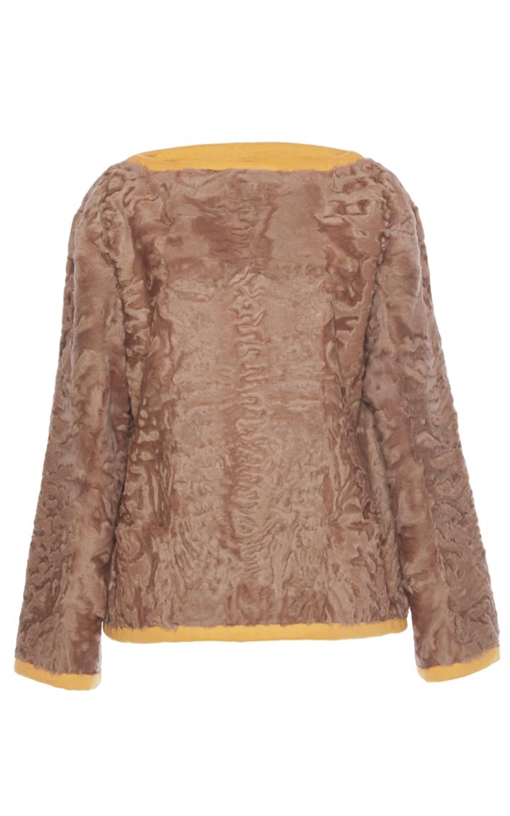 Alberta Ferretti Astrakhan Fur Boatneck Top