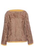 Alberta Ferretti Astrakhan Fur Boatneck Top