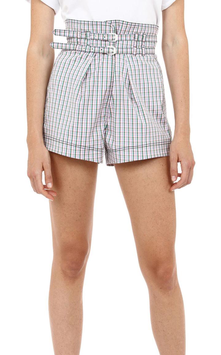 Moda Operandi Philosophy Di Lorenzo Serafini Gingham Poplin High Waisted Belted Shor