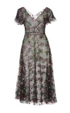 Luisa Beccaria Short Sleeve Floral Embroidered Midi Dress