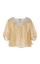 Thierry Colson Theda Printed Cotton And Silk-blend Top