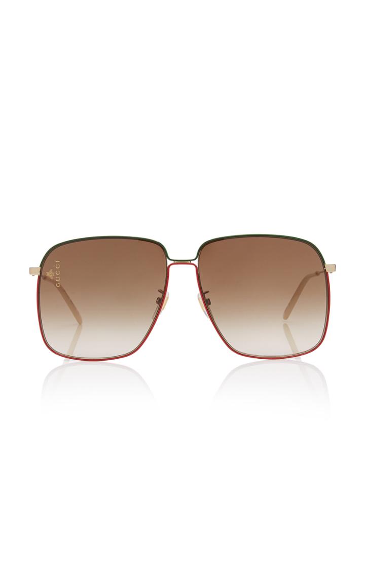 Gucci Glasant Oversized Metal Square-frame Sunglasses