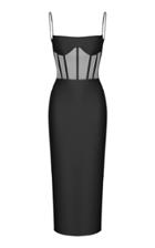 Rasario Sleeveless Crepe Corset Midi Dress