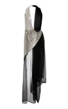 Fannie Schiavoni Chain-paneled Silk-chiffon Wrap Dress