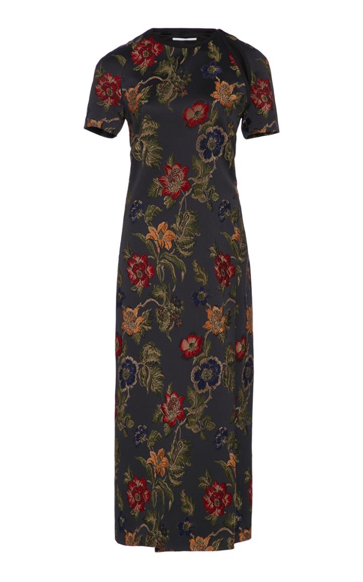 Rosetta Getty Floral Jacquard Wrap Dress