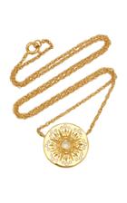 Theodora Warre Sun Disc Rainbow Moonstone And White Zircon Necklace