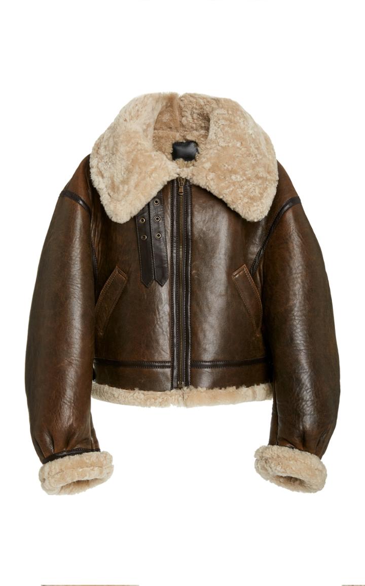 Moda Operandi R13 Oversized Cropped Sherpa Aviator Jacket