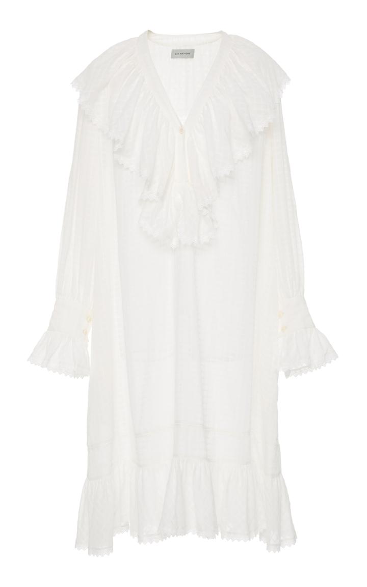 Lee Mathews Laura Checked Muslin Ruffle Front Dress