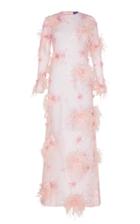 Macgraw Birdy Feather-trim Tulle Maxi Dress