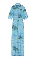 Staud Cameron Printed Rayon Shirt Dress