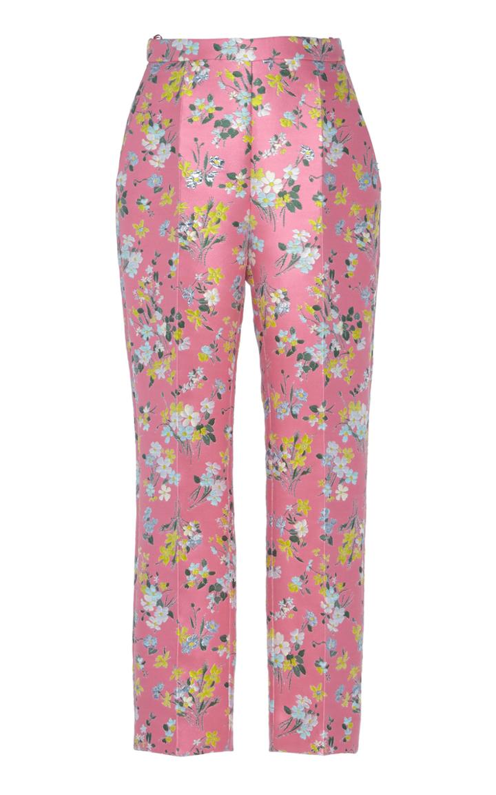Delpozo Floral Jacquard Slim Leg Trousers