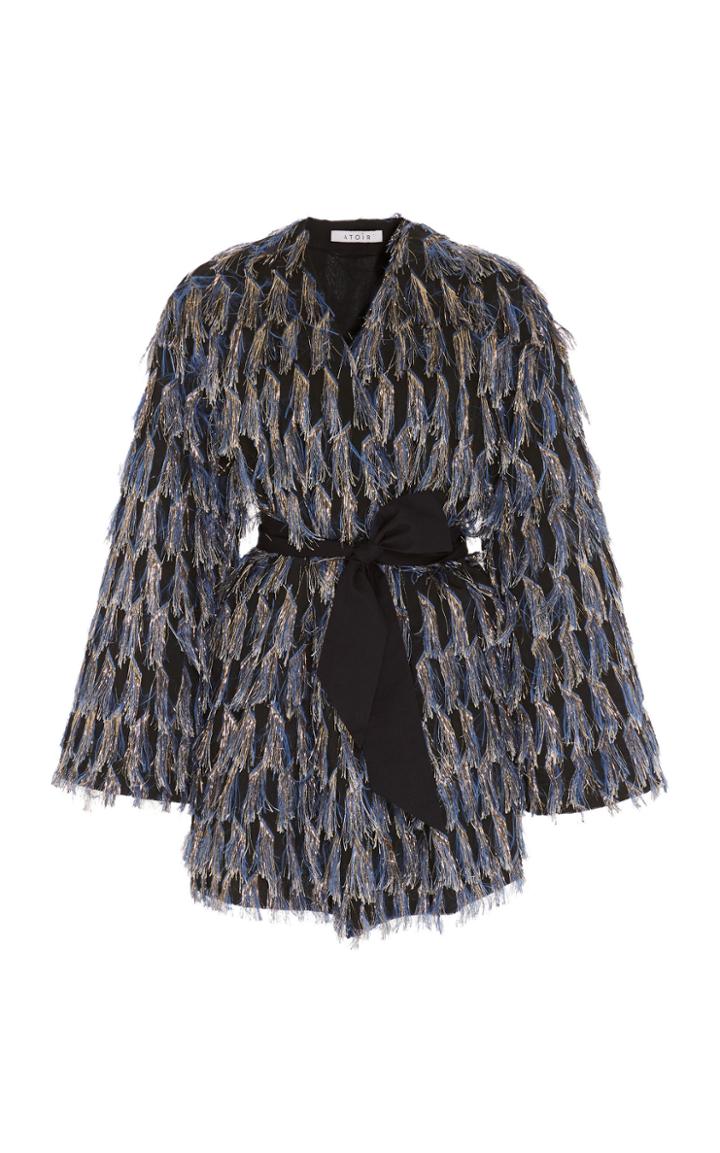 Atoir Nobody Like You Belted Metallic Faux Fur Jacket Size: Xs