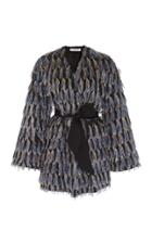 Atoir Nobody Like You Belted Metallic Faux Fur Jacket Size: Xs