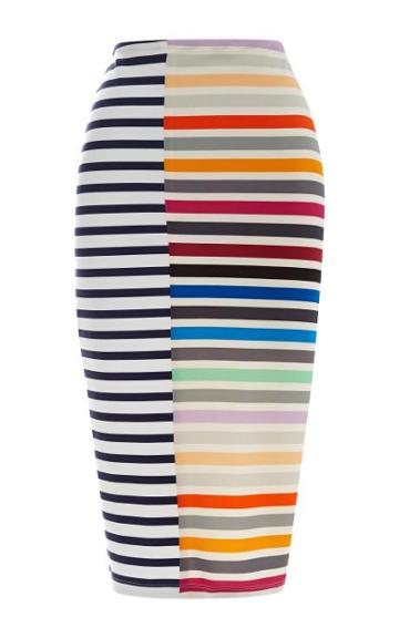 Tanya Taylor  Peggy Striped Crepe-jersey Pencil Skirt Rainbow
