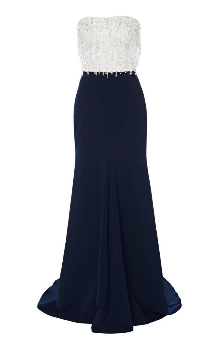 Moda Operandi Jenny Packham Fringe-embellished Two-tone Satin Dress Size: 6