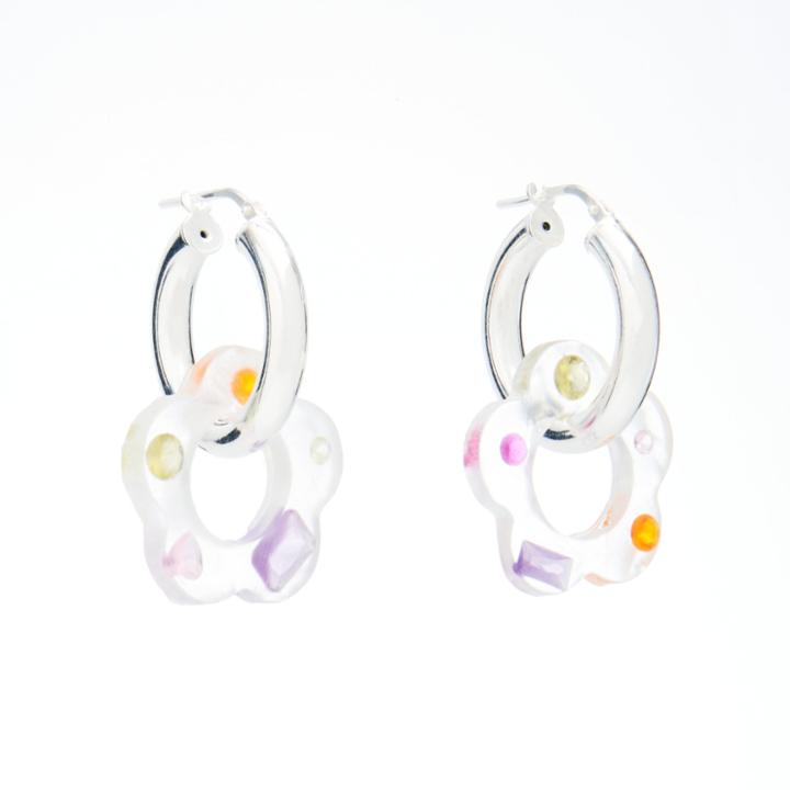 Moda Operandi Pina Jewels Jeweled Daisy Charm Hoop Earrings