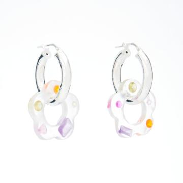 Moda Operandi Pina Jewels Jeweled Daisy Charm Hoop Earrings
