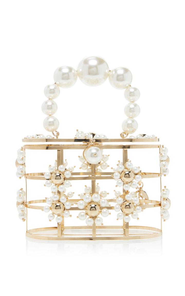 Rosantica Lennon Brass Bag With Faux Pearls