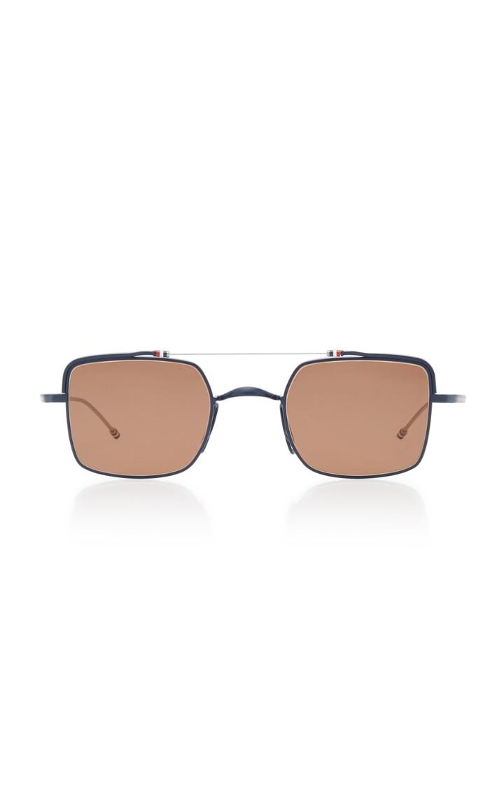 Thom Browne Sun Skeleton Matte Metal Square Aviator Sunglasses