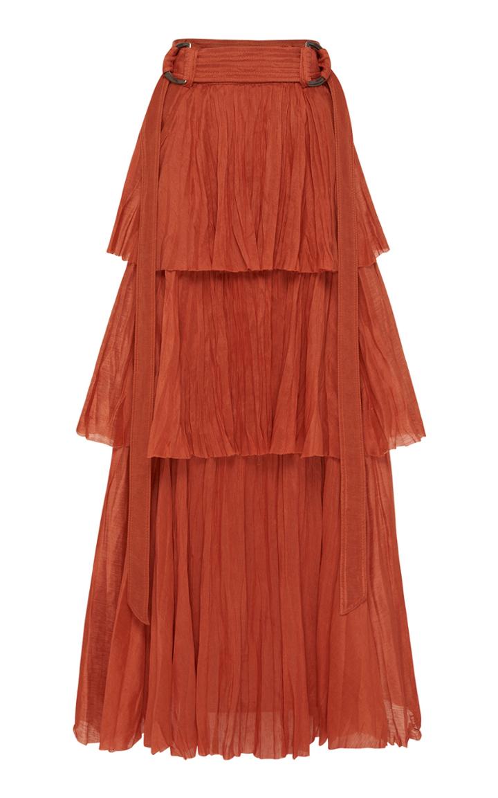 Moda Operandi Aje Unfold Tiered Pleated Voile Maxi Skirt