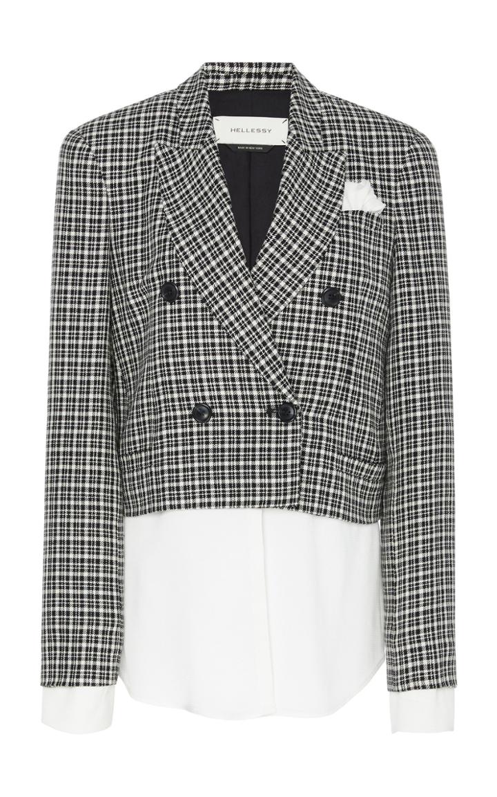 Moda Operandi Hellessy Mayfair Plaid Double-breasted Cropped Blazer With Detachable