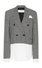 Moda Operandi Hellessy Mayfair Plaid Double-breasted Cropped Blazer With Detachable