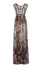 Elie Saab Floral Printed Lace Maxi Dress