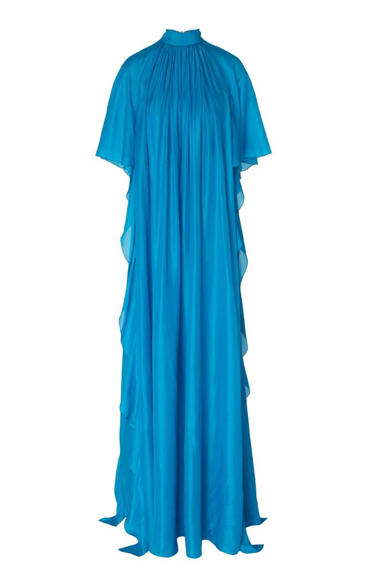 Alberta Ferretti Pliss Silk-satin Gown