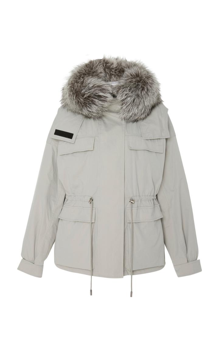 Yves Salomon Paris Fox Fur-trimmed Cotton-bachette Parka