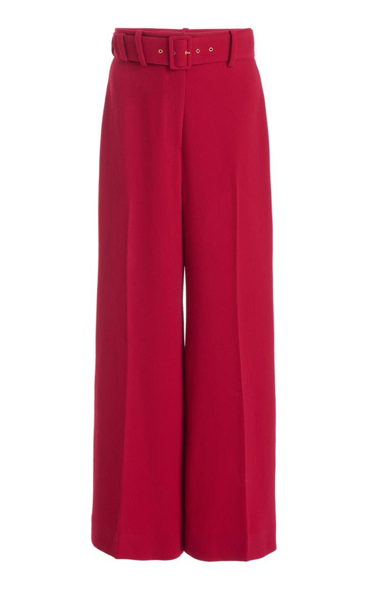 Moda Operandi Emilia Wickstead Jana Belted Stretch-crepe Cropped Wide-leg Trousers