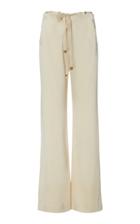 Nanushka Flax Belted Satin Wide-leg Pants